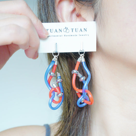 Handmade Cyberpunk Wire Tube Earrings - futuristic jewelry - TUAN TUAN