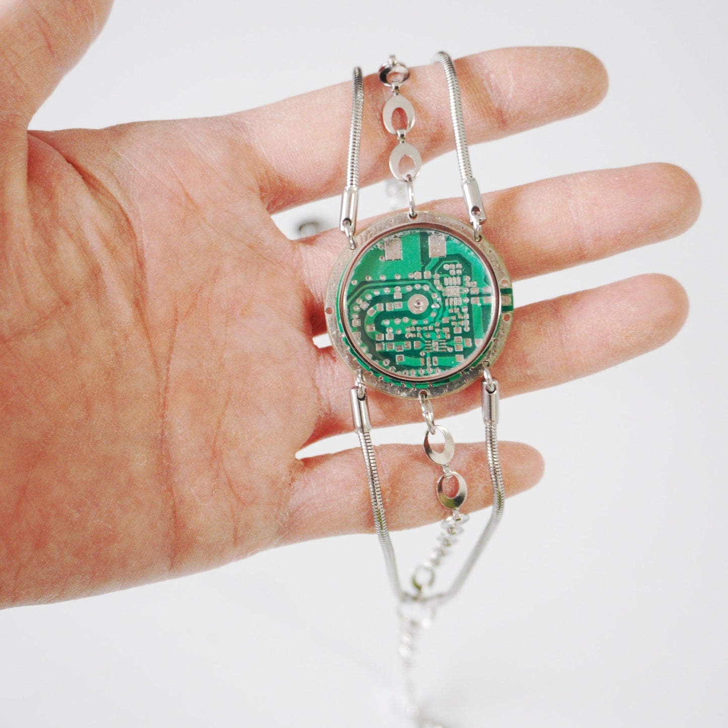 Handmade Round Circuit Board Layered Choker — One-of-a-Kind - futuristic jewelry - TUAN TUAN