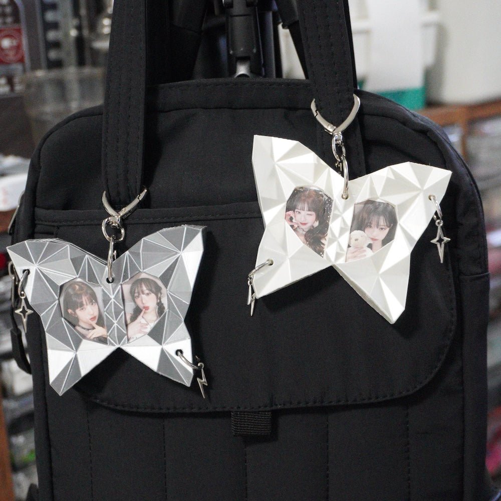 Low Poly Butterfly Photo Holder | 3D Printed Bag Charm - futuristic jewelry - TUAN TUAN