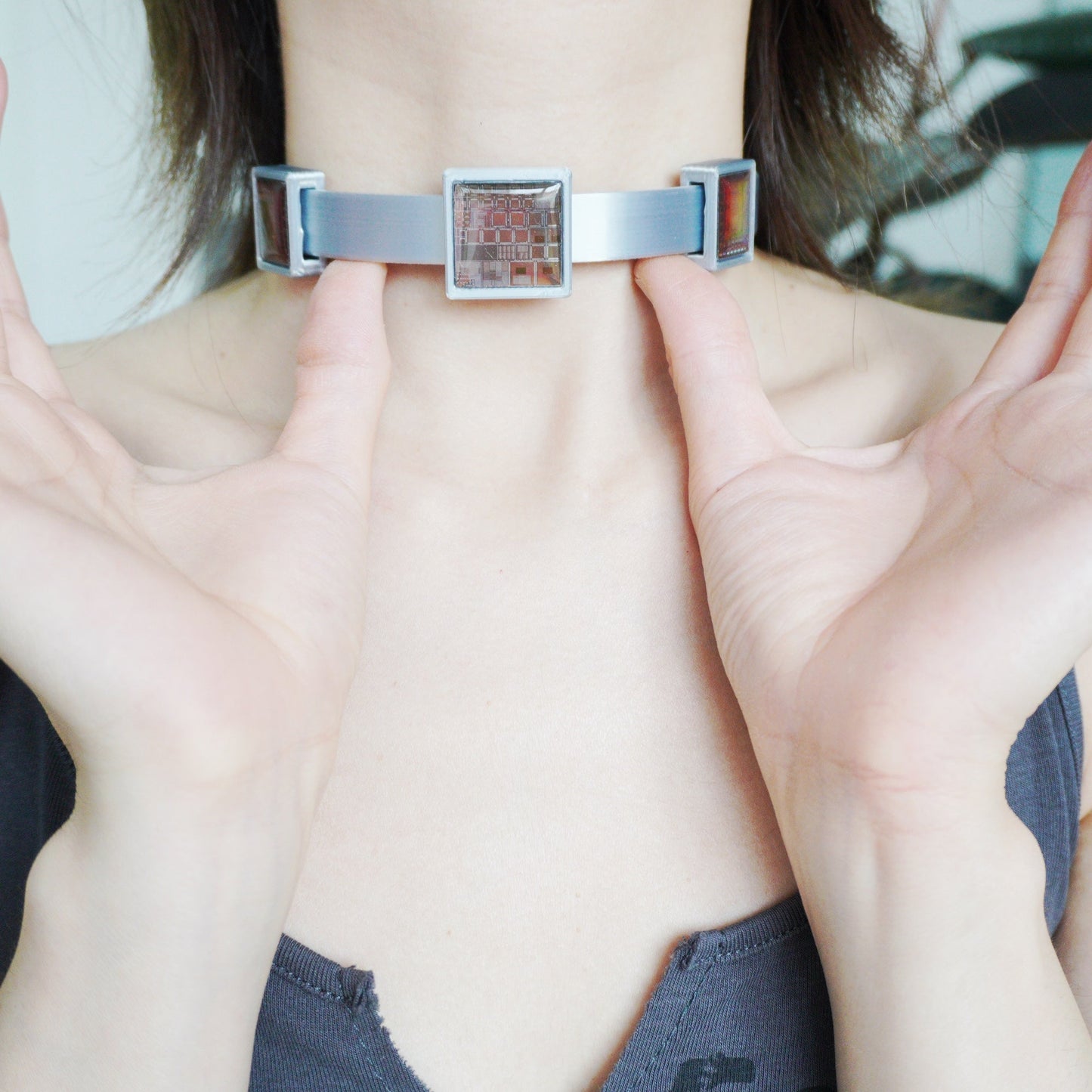 Movable Block Cyber Chip Choker — One-of-a-Kind - futuristic jewelry - TUAN TUAN