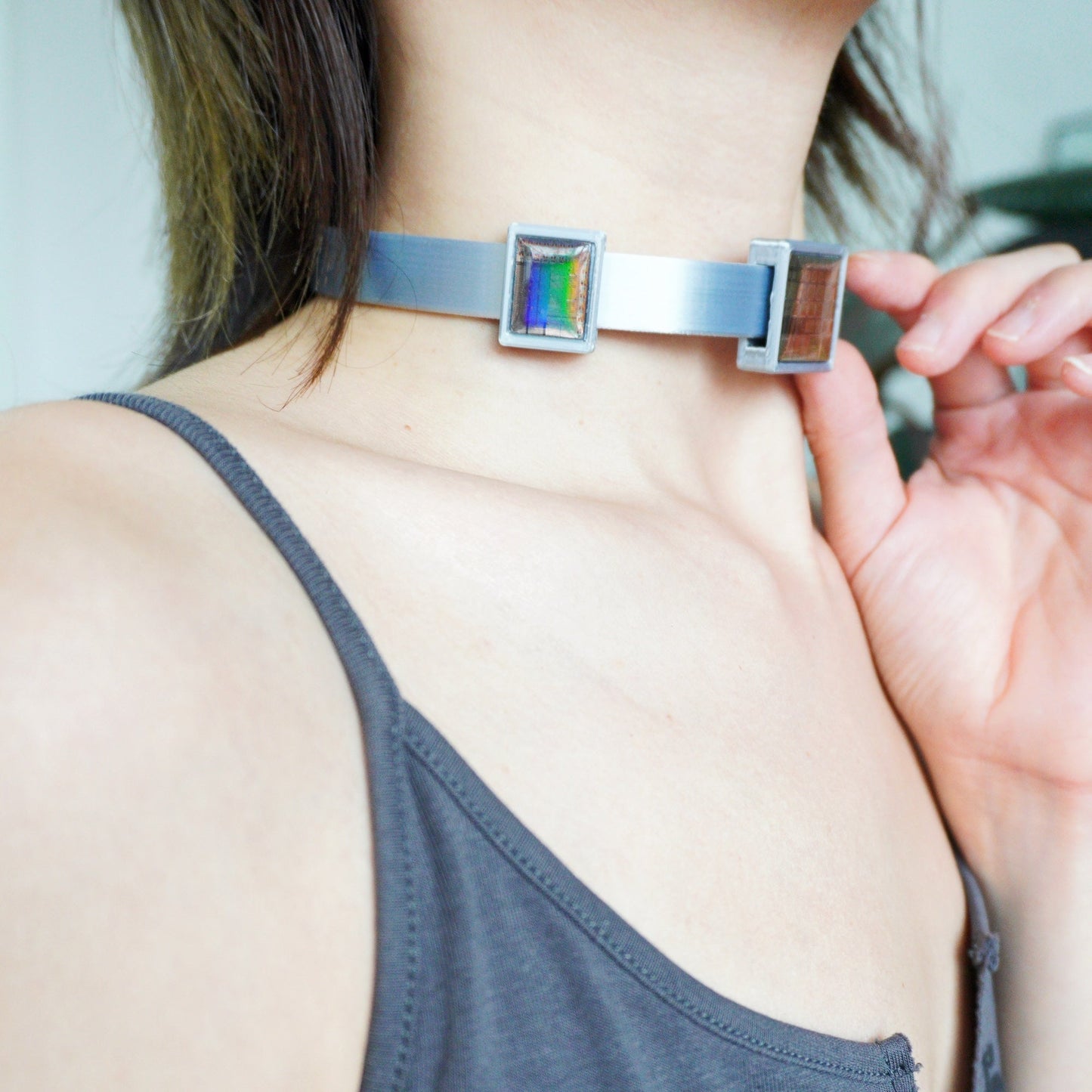 Movable Block Cyber Chip Choker — One-of-a-Kind - futuristic jewelry - TUAN TUAN