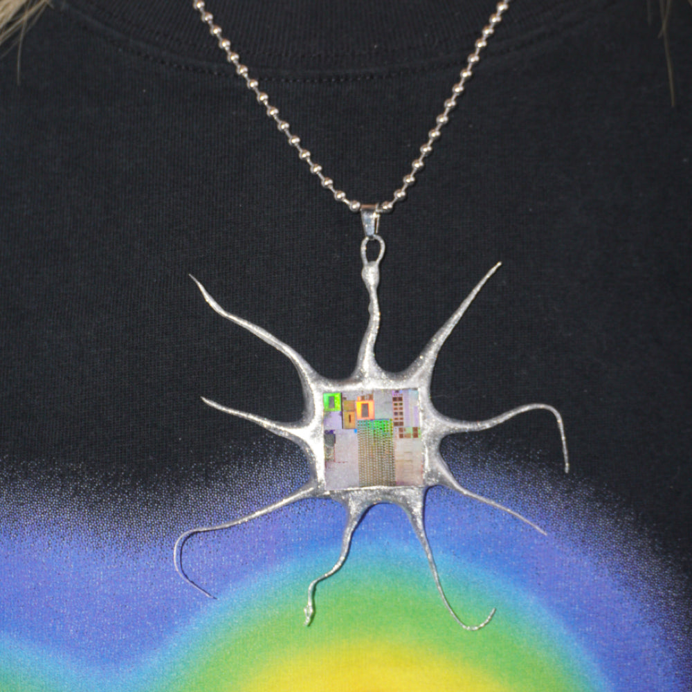 DZ006 Electronic Viruse Silicon Wafer Long Necklace