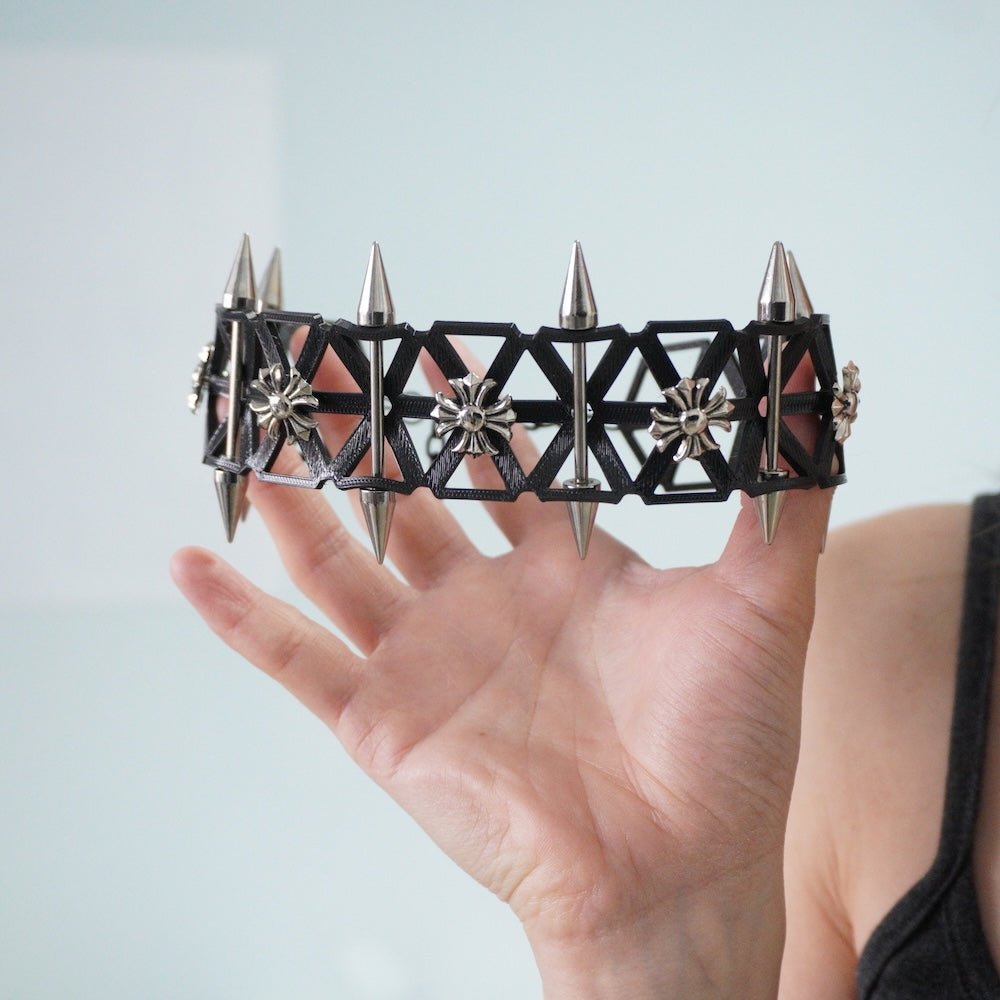 Punk Rock Lattice Spiked Choker –Handcrafted Necklace - futuristic jewelry - TUAN TUAN