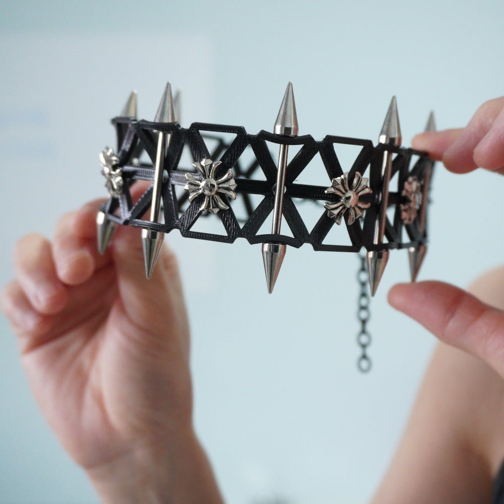 Punk Rock Lattice Spiked Choker –Handcrafted Necklace - futuristic jewelry - TUAN TUAN