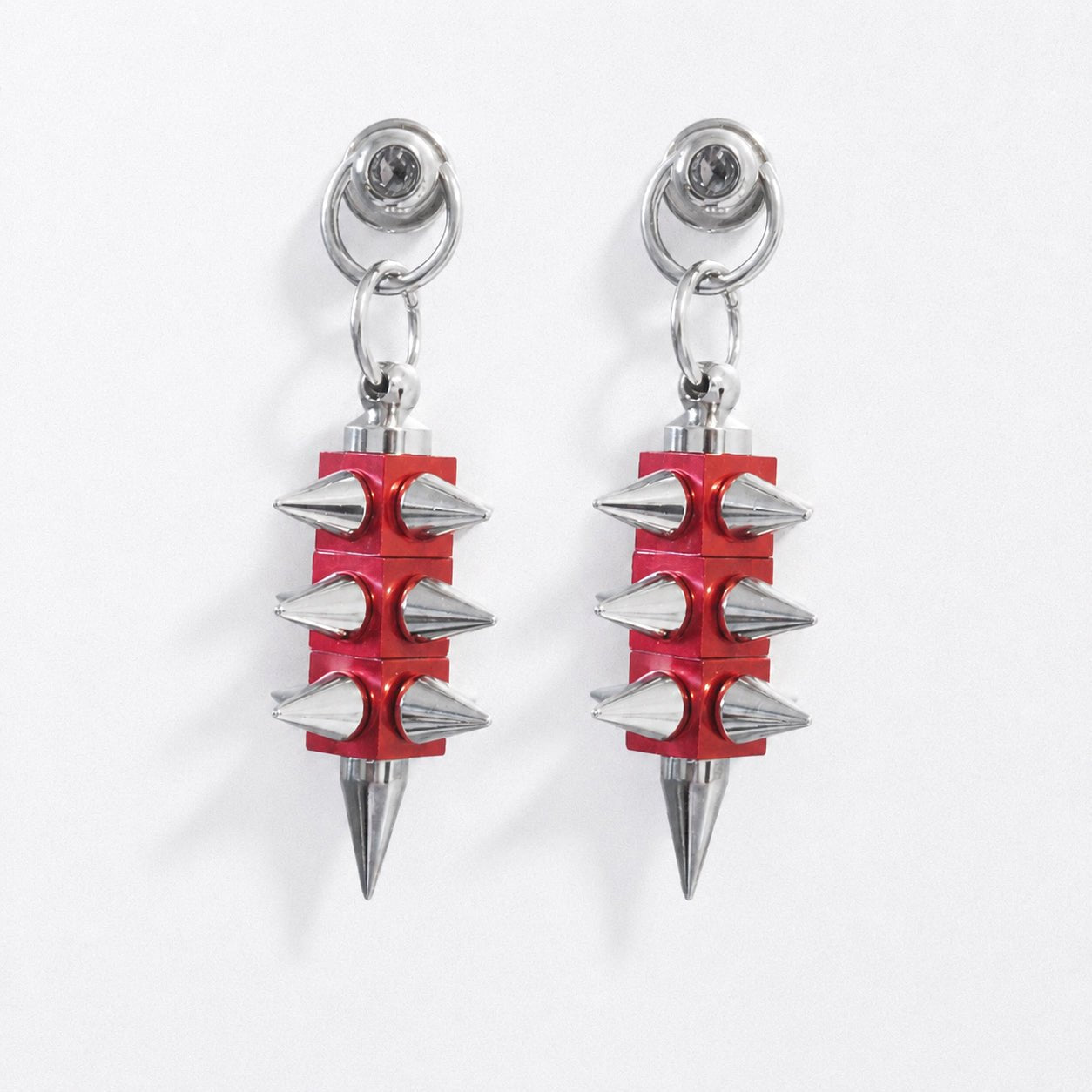 Red Spike Statement Earrings(Pair) | Convertible Necklace - futuristic jewelry - TUAN TUAN