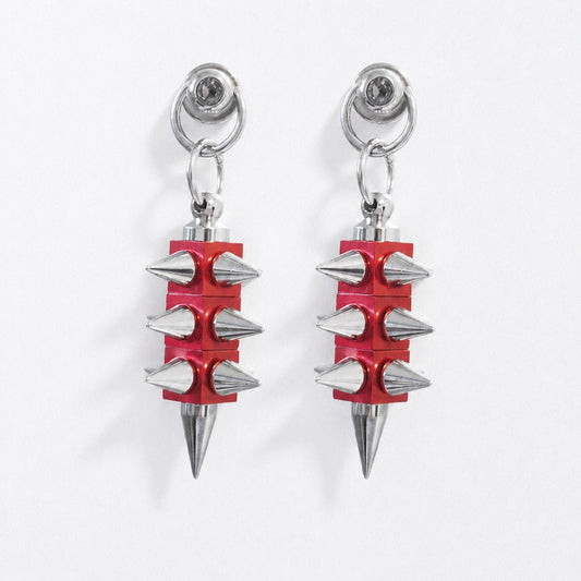 Red Spike Statement Earrings(Pair) | Convertible Necklace - futuristic jewelry - TUAN TUAN