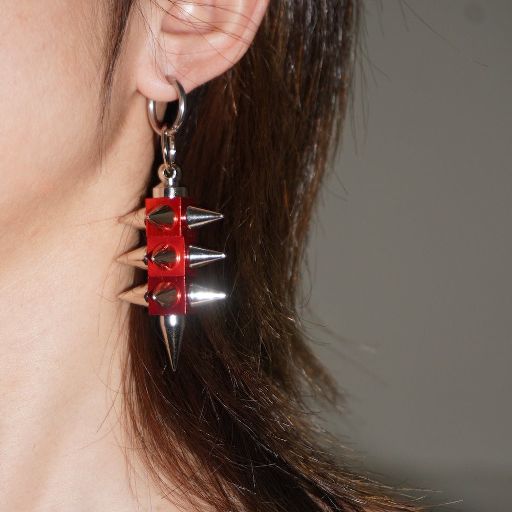 Red Spike Statement Earrings(Pair) | Convertible Necklace - futuristic jewelry - TUAN TUAN