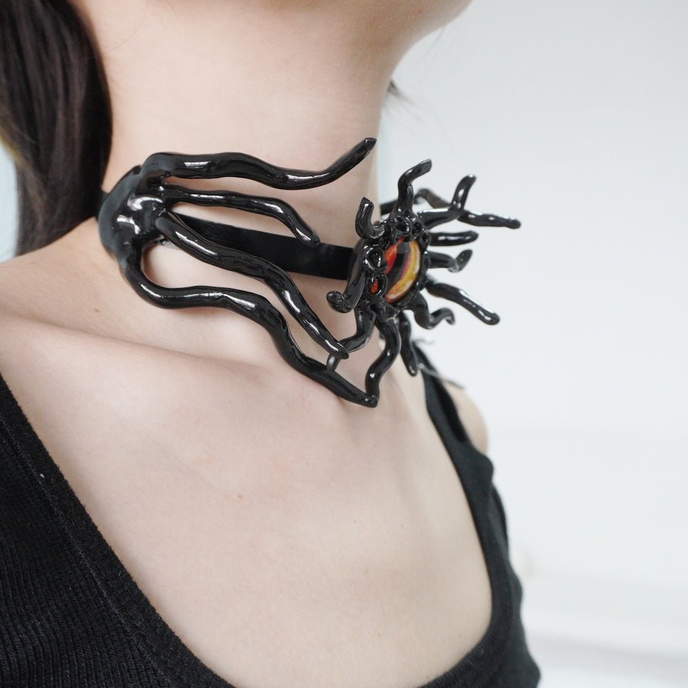 Unique Tentacle Cthulhu Eye Polymer Clay Handmade Statement Choker Necklace - futuristic jewelry - TUAN TUAN